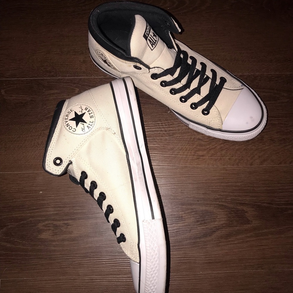 Men’s Converse White and Black High-Top Sneakers